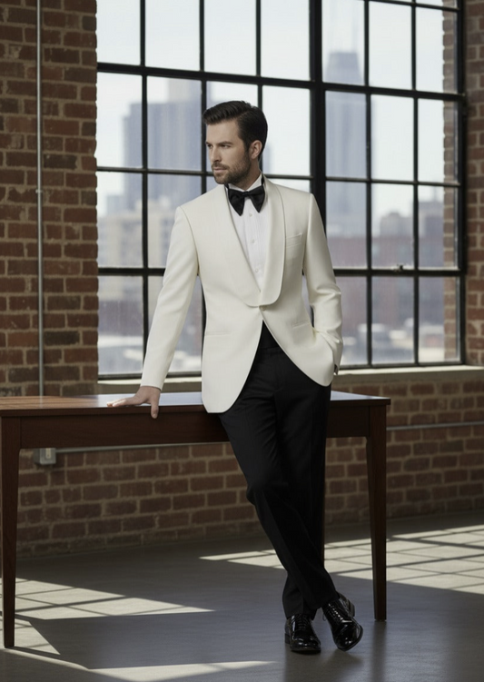 Tuxedo White Textured Jacket /  Style Number J39101/200