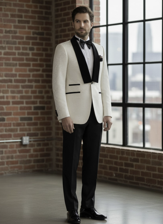 Tuxedo Ivory Brocade Jacket, Style Number J39102/200