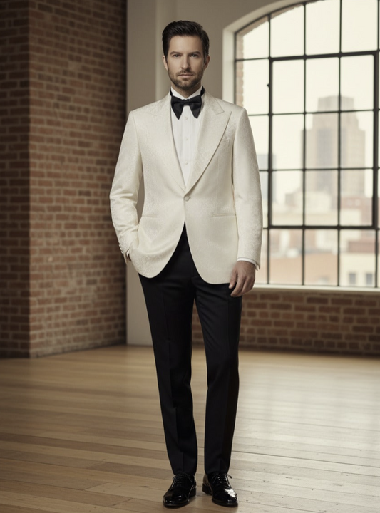 Tuxedo Ivory Textured Jacket, Number J39113/200