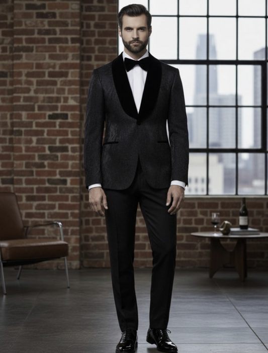 Tuxedo Black Brocade Jacket / Style Number J39154/220
