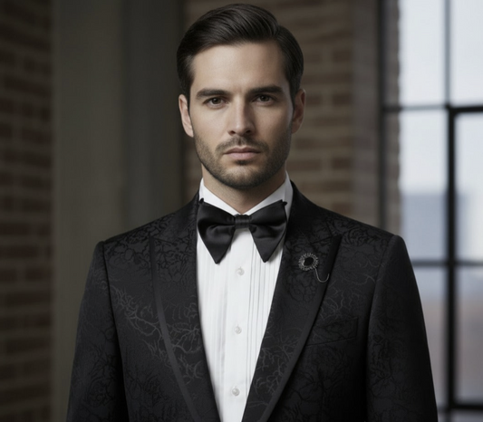 Tuxedo Black Patterned Brocade Jacket / Style Number J39199/220