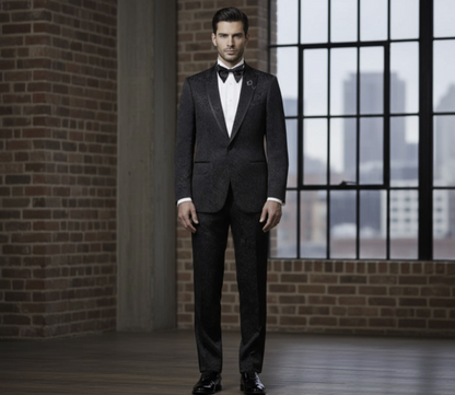 Tuxedo Black Patterned Brocade Jacket / Style Number J39199/220
