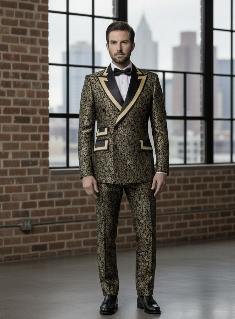 Tuxedo Gold and Black Jacquard Jacket, Style Number J39122/200