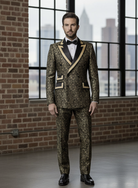 Tuxedo Gold and Black Jacquard Jacket, Style Number J39122/200