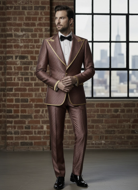 Tuxedo Red and Cerise/ Gold Patterned Brocade Jacket / Style Number J39187/220