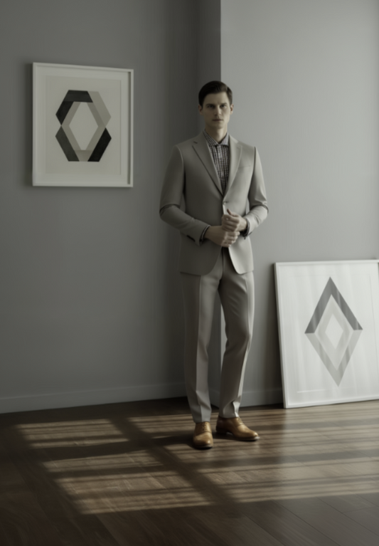 Tan Single Breasted / Two Piece Suit Italian Pure Wool Super 120'S