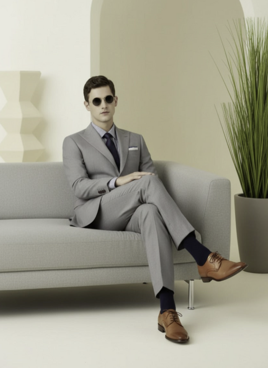 Light Grey Single Breasted / Two Piece Suit Italian Pure Wool Super 110'S