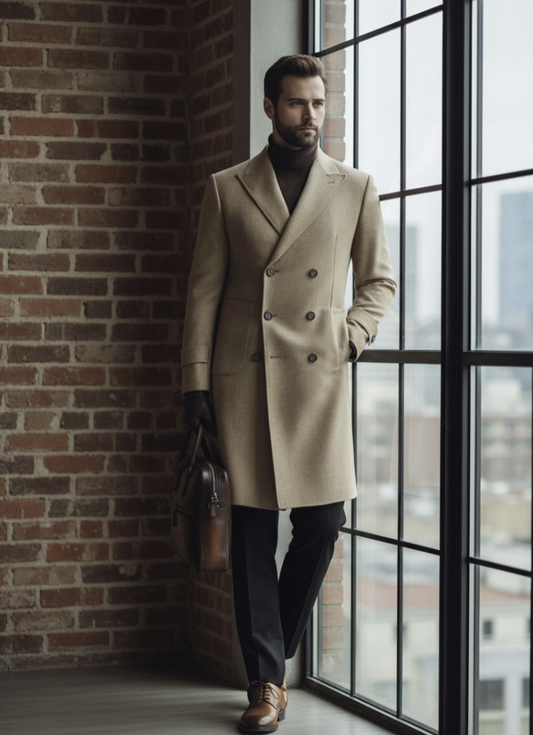 Camel Wool Double Breasted Overcoat Style (DB3+3) E60217/530