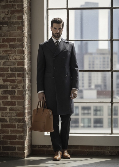 Navy Double Breasted Overcoat Style (DB3+3) E60241/520