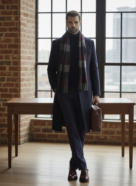 Navy Wool/ Cashmere Double Breasted Overcoat Style (DB2+2) E60245/500