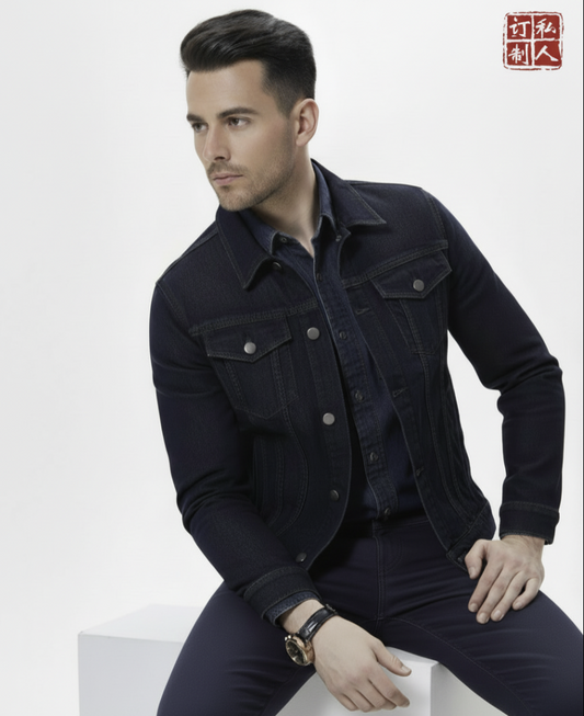 Bespoke Denim Jacket Dark Blue Style No ZGA0005