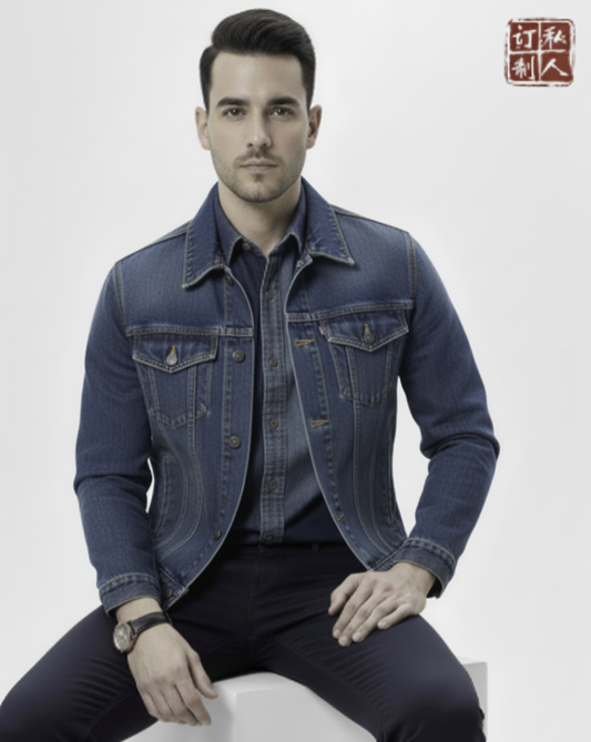 Bespoke Denim Jacket Medium Blue Style No ZGA0003