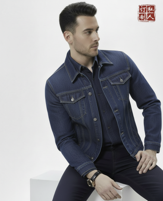 Bespoke Denim Jacket Medium Blue Style No ZGA0001