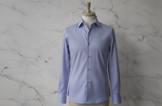 Medium Blue Textured Cotton/Stretch Shirt Style No: AJ107-L04