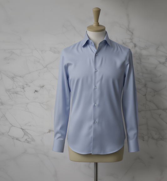 Light Blue Plain Cotton/Stretch Shirt Style No: AS101-L04
