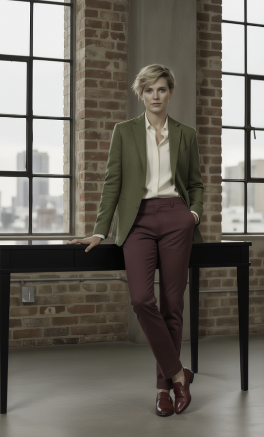 Women's Soft Casual / Linen Single Breasted Olive Jacket Style No DJJ0051