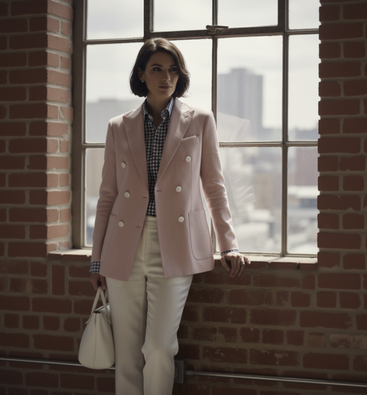 Women's Soft Casual / Linen Single Breasted Pink Jacket Style No DJJ0045