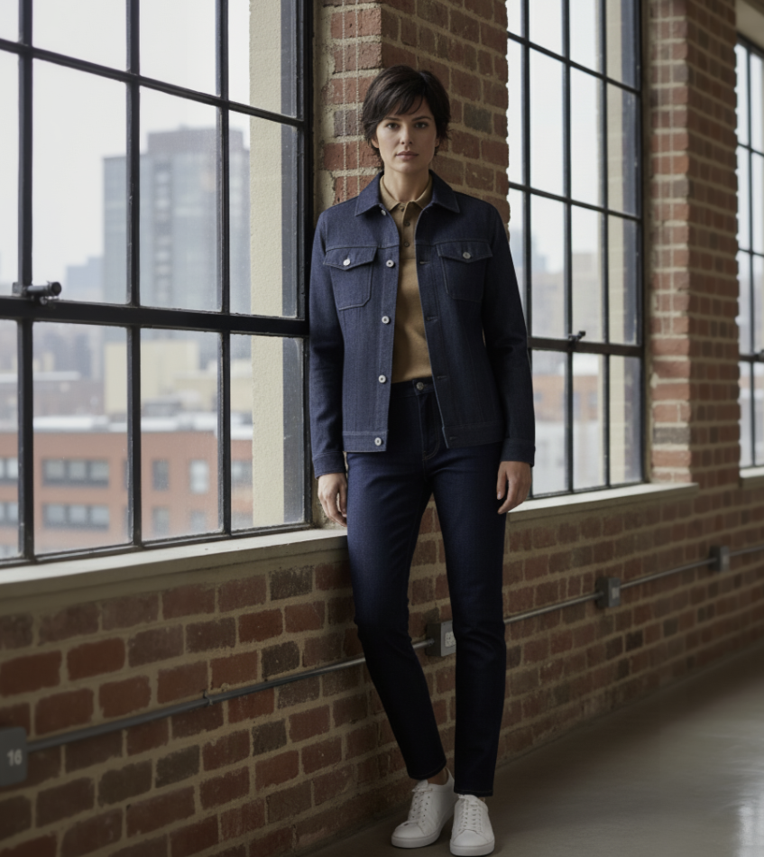 Women's Soft Casual / Dark Navy Denim Fabric Jacket Style No DJJ0117