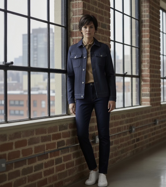 Women's Soft Casual / Dark Navy Denim Fabric Jacket Style No DJJ0117