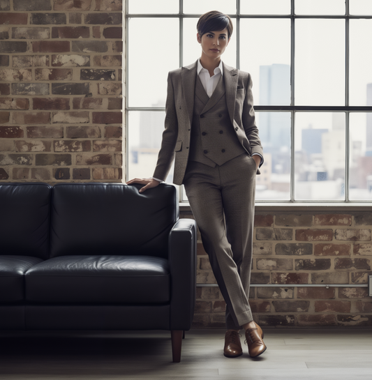 Women's Italian Brown/Black Tweed Three Piece Suit
