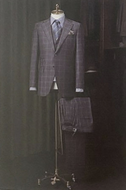 Purple and Navy Check Single Breasted Jacket / Plus Purple and Navy Check Trousers