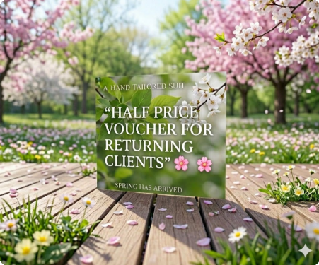Spring Bespoke Gift Voucher £700 (Exclusive Voucher) A HAND TAILORED