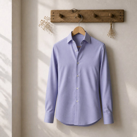 Sky Blue Textured Cotton/Stretch Shirt Style No: 753-3