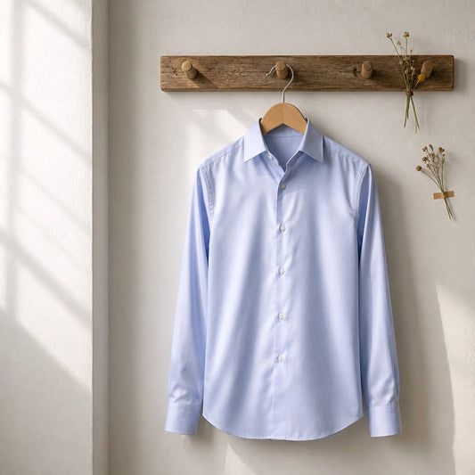 Sky Blue Textured Cotton/Stretch Shirt Style No: APK1003-11