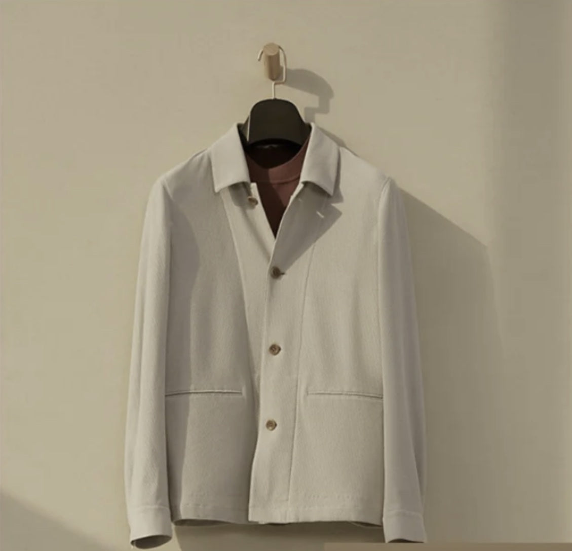 Ladies Soft Casual / Knitted Fabric Beige Jacket 