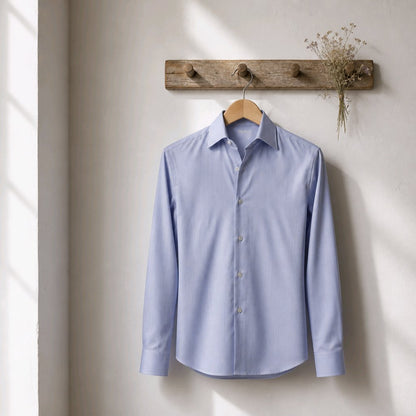 Textured Light Blue Cotton/Stretch Shirt Style No 776-4