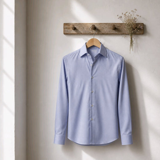 Textured Light Blue Cotton/Stretch Shirt Style No 776-4