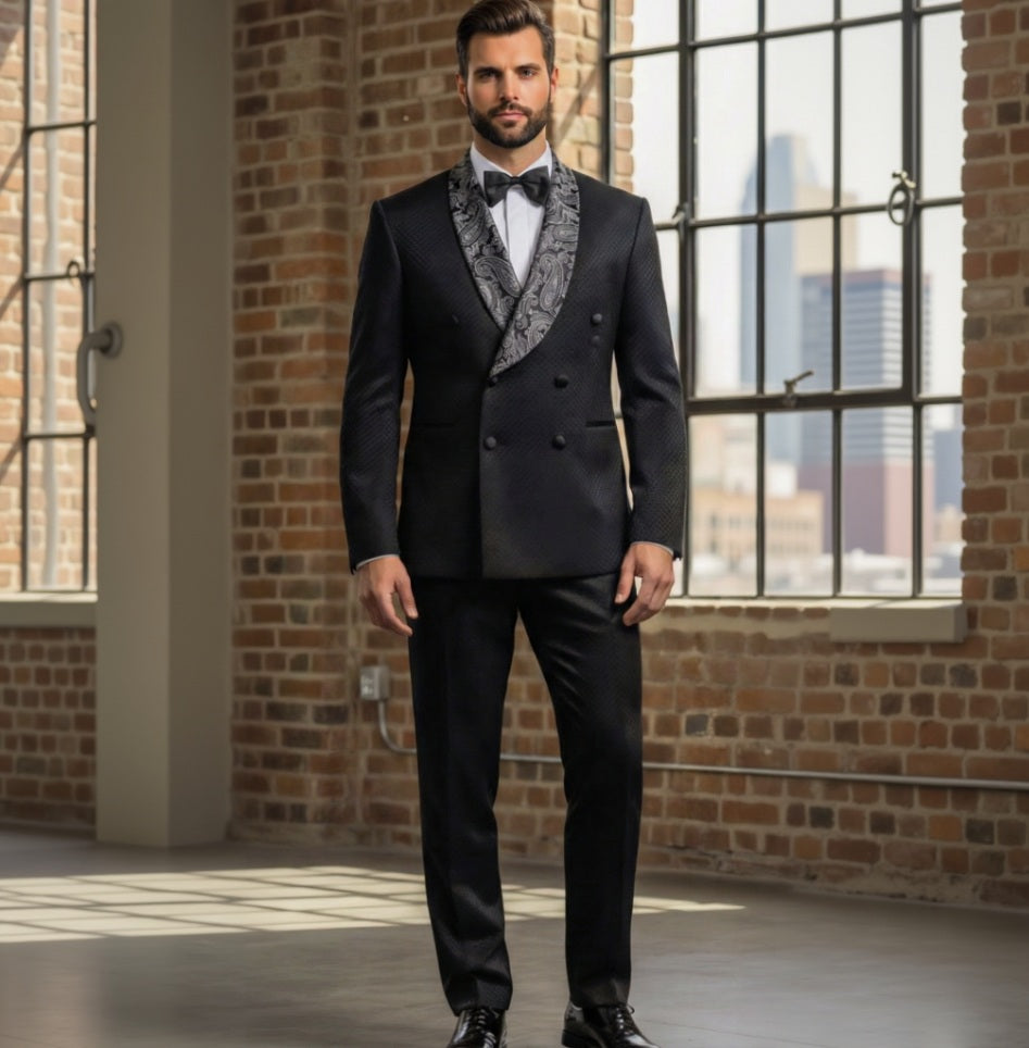 Tuxedo Black Textured Jacquard Jacket  / Style Number J39160/200