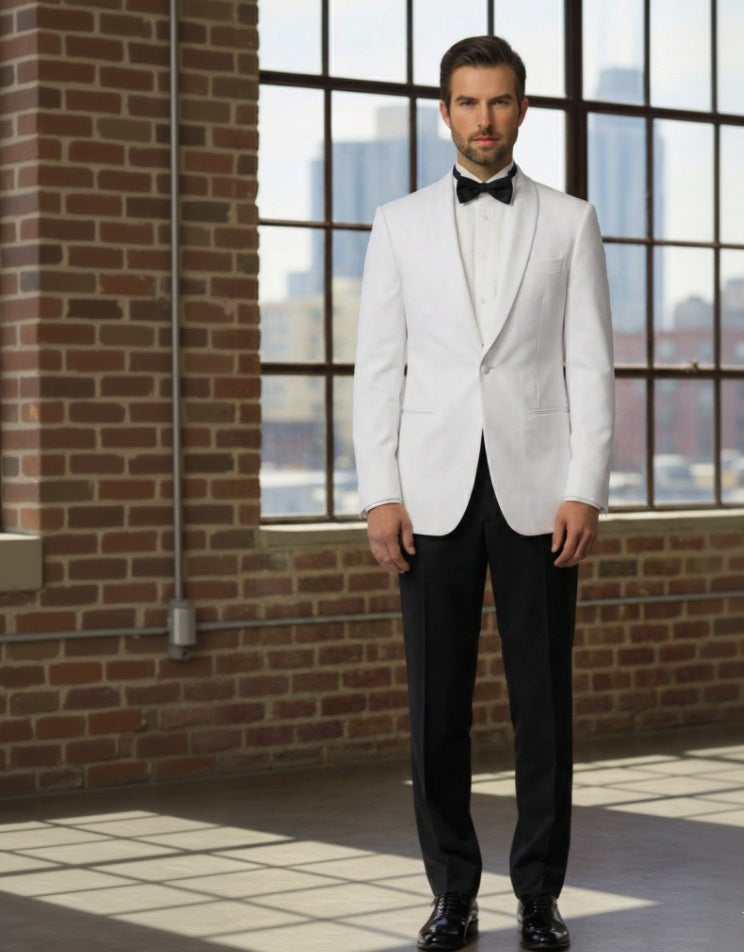 Tuxedo White Textured Jacket /  Style Number J39101/200