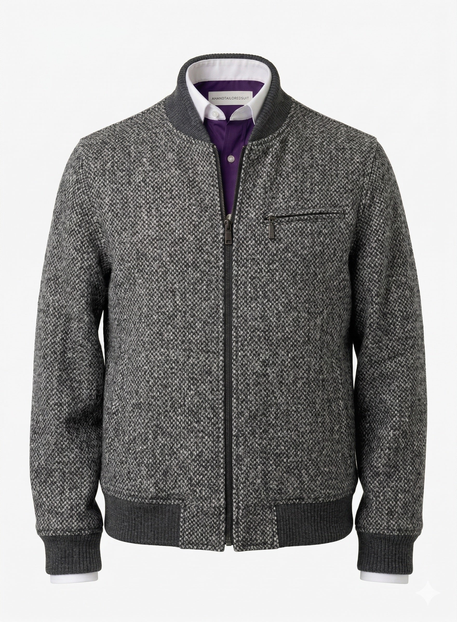 Tweed Bomber Jacket grey barleycorn