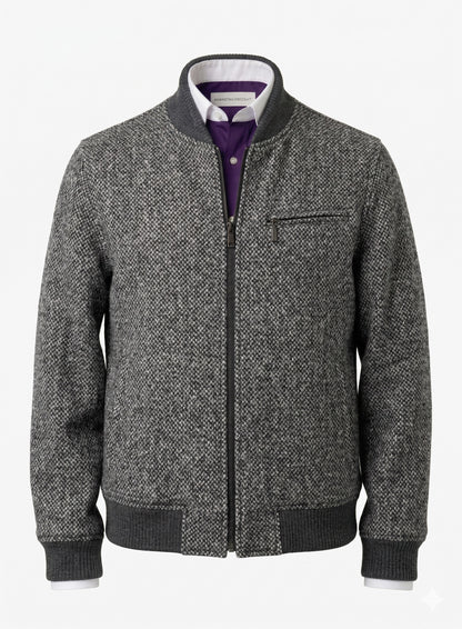 Tweed Bomber Jacket grey barleycorn