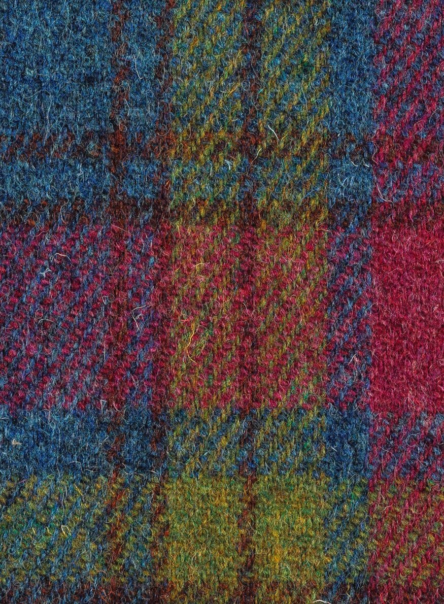 Tweed blue, pink & green tartan Gilet