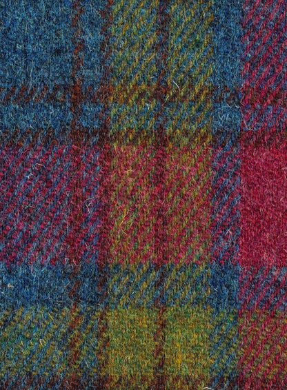 Tweed blue, pink & green tartan Gilet