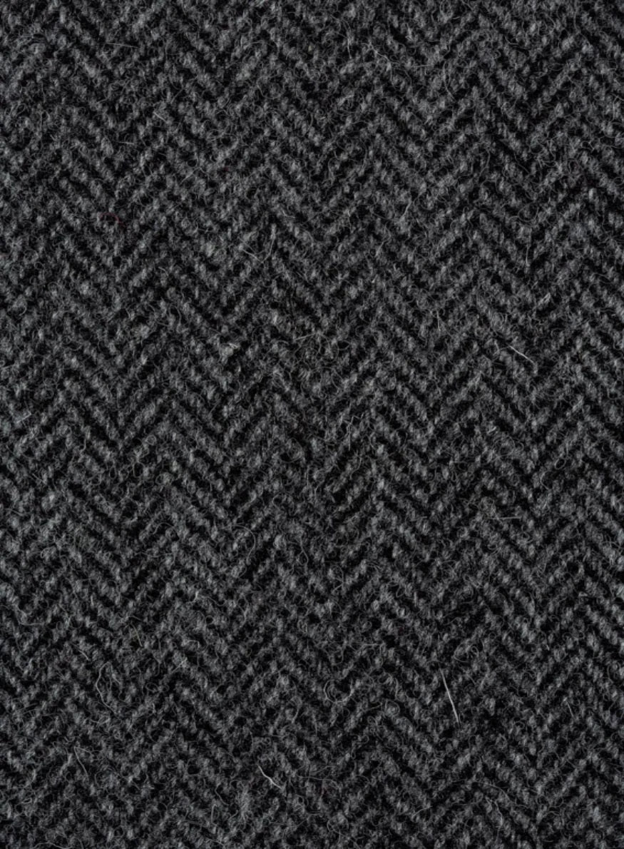 Tweed dark grey & black herringbone.