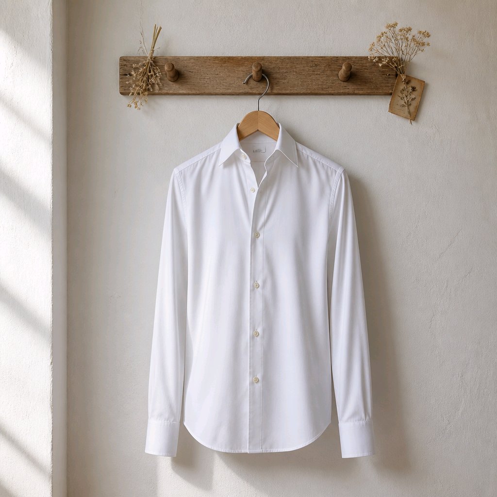 White/Shine Plain Cotton/Stretch Shirt Style No: AJ103-W01