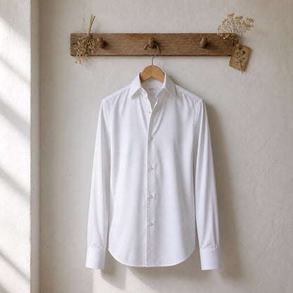 White/Shine Plain Cotton/Stretch Shirt Style No: AJ103-W01