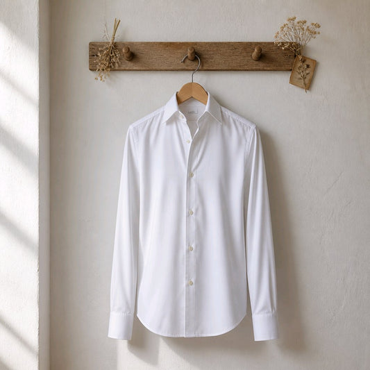 White/Shine Plain Cotton/Stretch Shirt Style No: AJ103-W01