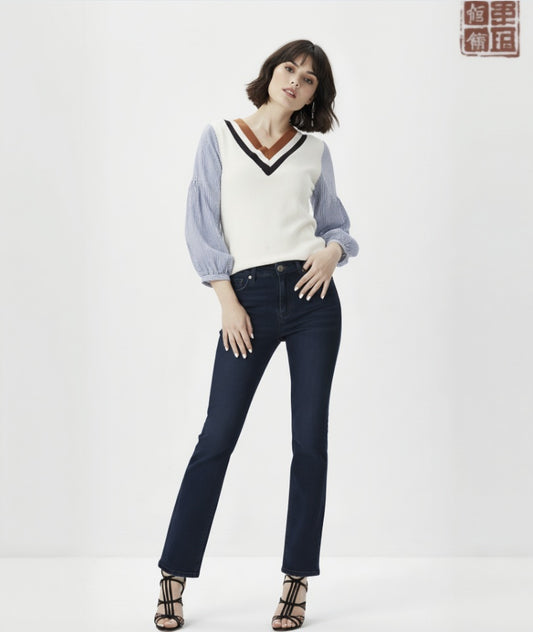 Women's Bespoke Japanese Selvedge Denim Jeans Dark Blue Style No ZGA0018