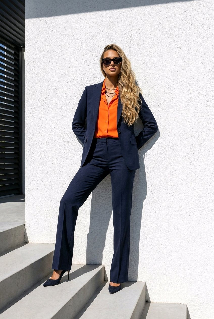 Women's Black Single Breasted / Two Piece Suit Italian Pure Wool Super 120'S