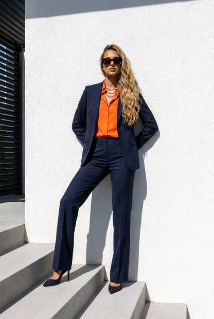 Women's Black Single Breasted / Two Piece Suit Italian Pure Wool Super 120'S