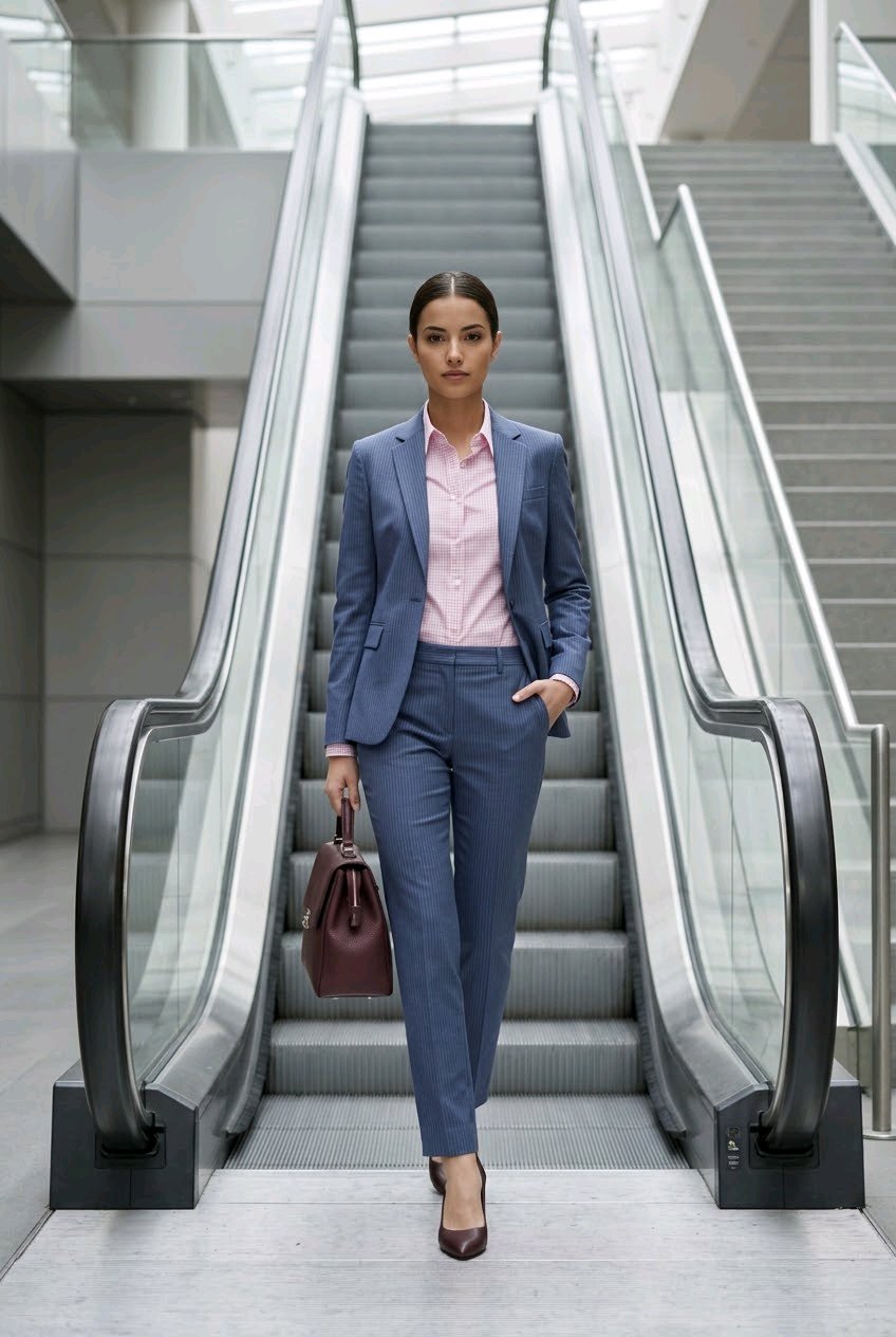 Women's English Pure Wool Medium Grey Super 110'S Two Piece Suit