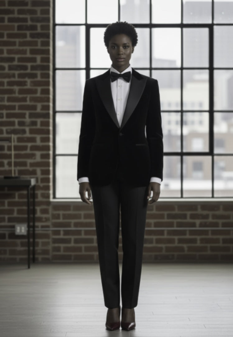 Women's Tuxedo Black Velvet Jacket/ Style Number J39230/ 220