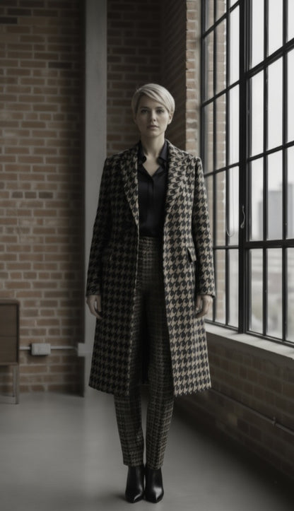 Women's Tuxedo Coat Gold and Black Long Jacket /  Style Number J39136/200