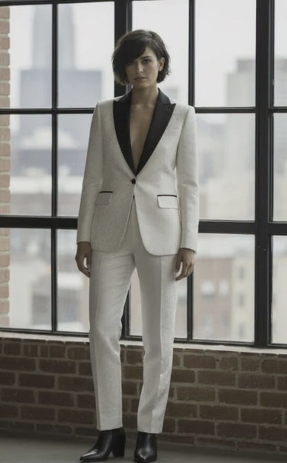 Women's Tuxedo Ivory Brocade Jacket, Style Number J39102/200