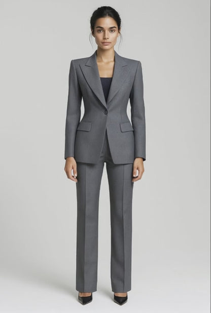 Grey Wool/ Blend Two Piece Ladies Suit 