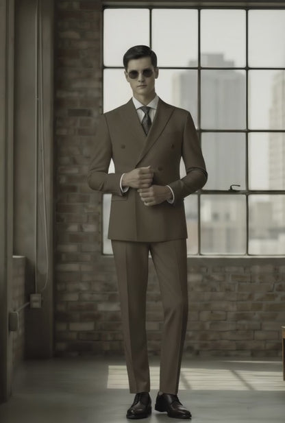 Light Brown Double Breasted / Two Piece Suit